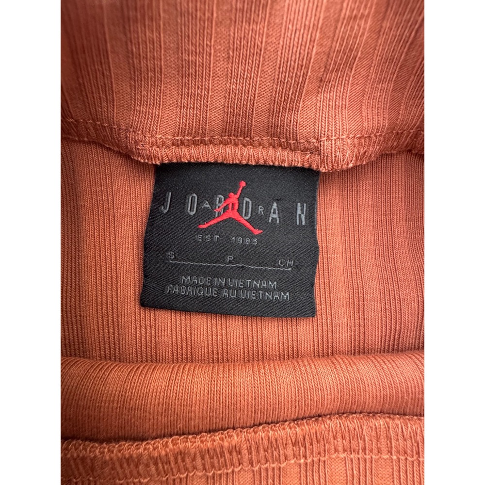 Jordan Womens Ribbed Mock Neck Long Sleeve Top Burnt Orange Small Jumpman Logo - Picture 3 of 8